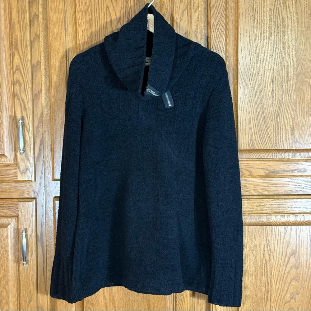 Royal Robbins Women's XL Black Boucle Knit Shawl‎ Collar Quarter Zip Sweater